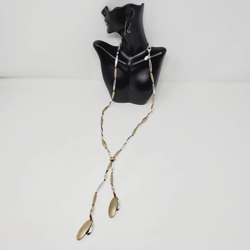 Chico's Two Tone Silver and Gold Tone Oval Necklace